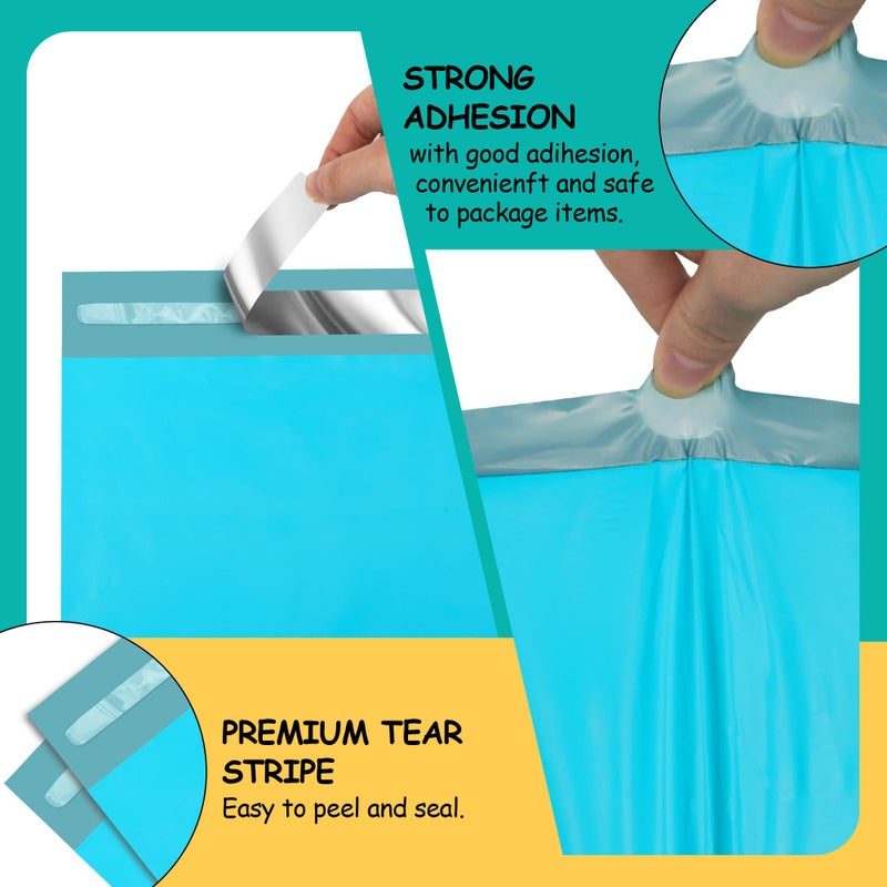 Vapulcio Poly Mailers 10x13 inch 100 Pcs, Blue Plastic Mailing Envelopes with 2.4mil Thickness, Waterproof and Tear-resistant Shipping Bags for Clothing, Tamper Proof Self-Seal Mailers Poly Bags - Image 3